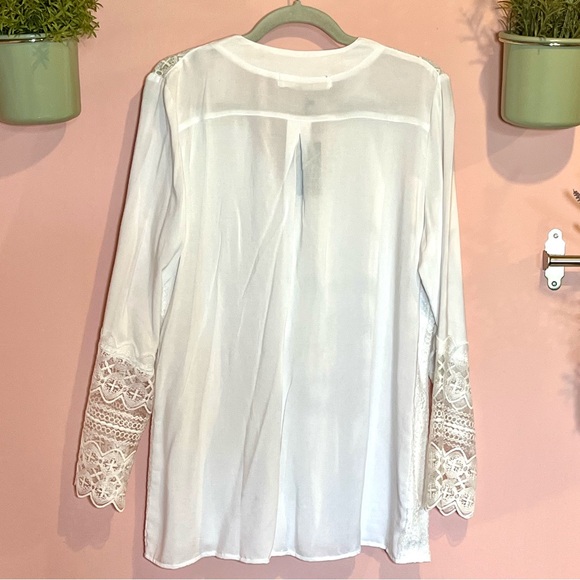 White Boutique Blouse with Lace, Handmade Lace Blouse from Ukraine, Ukraine Too - Picture 5 of 10
